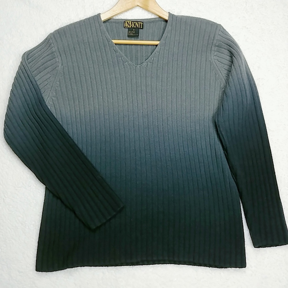 Vintage Grey Ombre Knit Long Sleeve Sweater